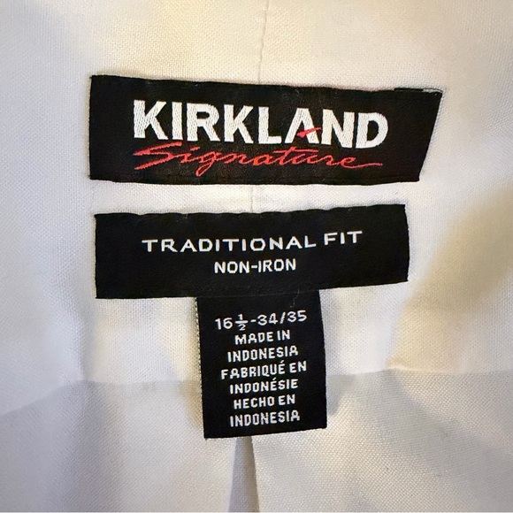 Kirkland Signature White Dress Shirt 16.5 34/35 Traditional Fit Non-Iron - Picture 9 of 10